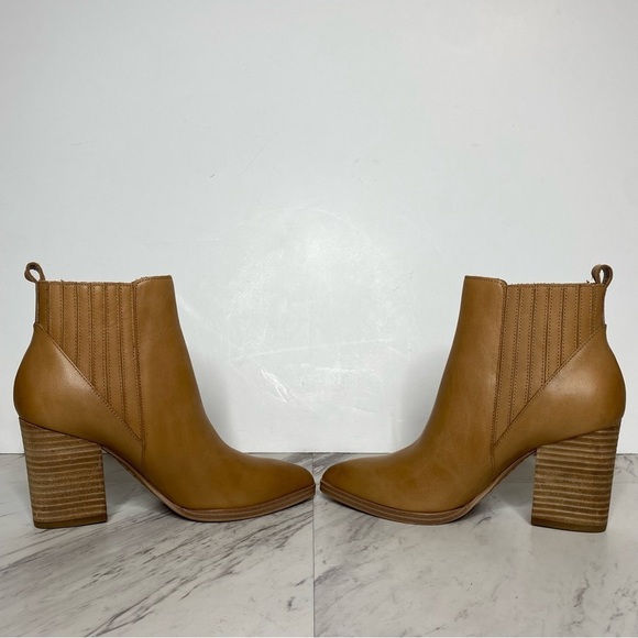 Marc Fisher Alva Brown Leather Heeled Bootie 5 1/2 M - Picture 5 of 14